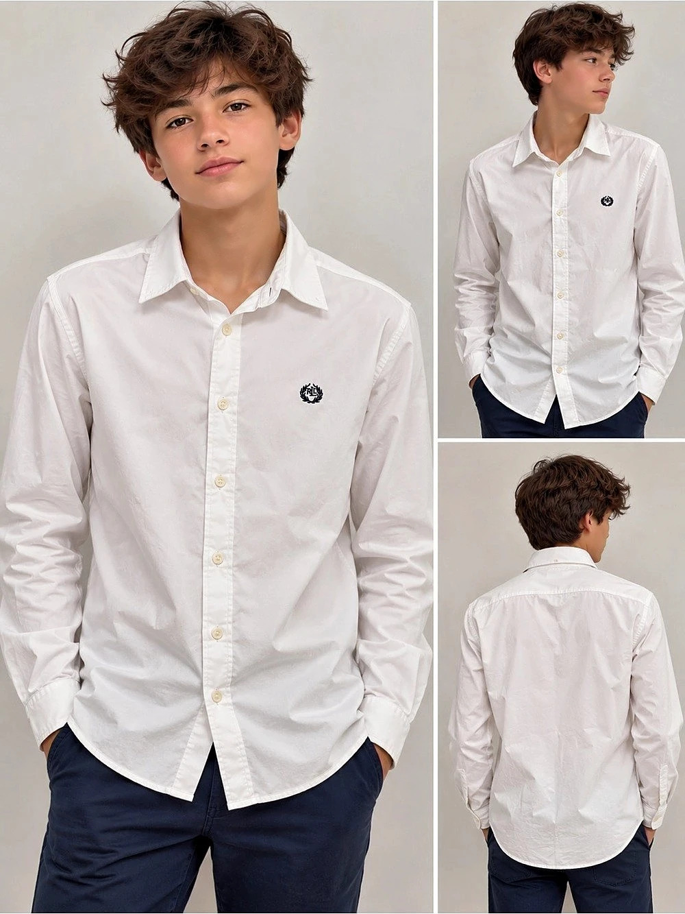Lauren Ralph Lauren Long-Sleeve Button-Down Shirt with Crest Logo White Size 16
